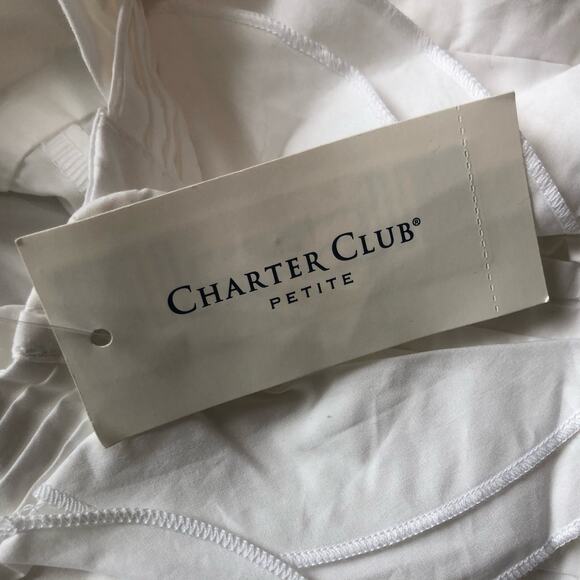 Charter Club Women's Blouse Button Up Shirt Ruffle Detail White Petite Size XL - Picture 6 of 9